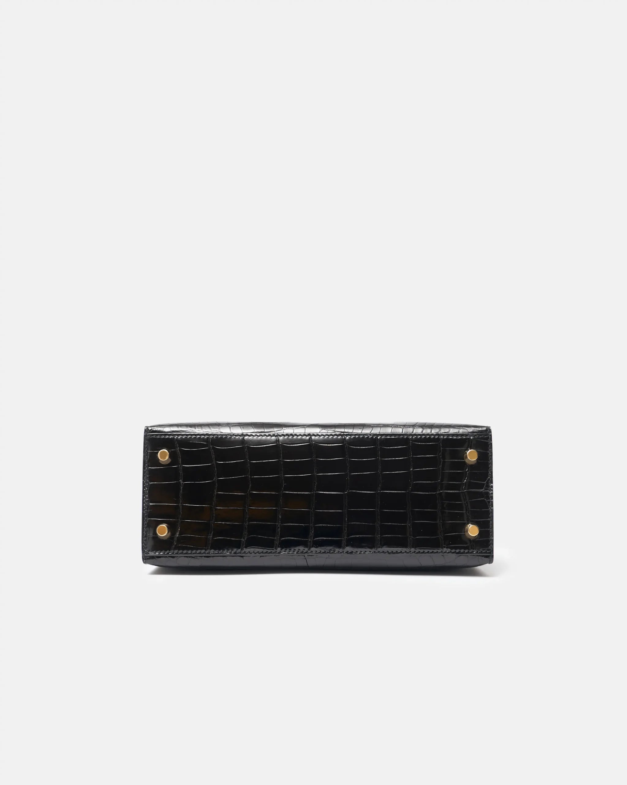 Hermès Kelly 25 Black Shiny Crocodile GHW