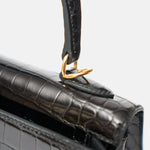 Hermès Kelly 25 Black Shiny Crocodile GHW