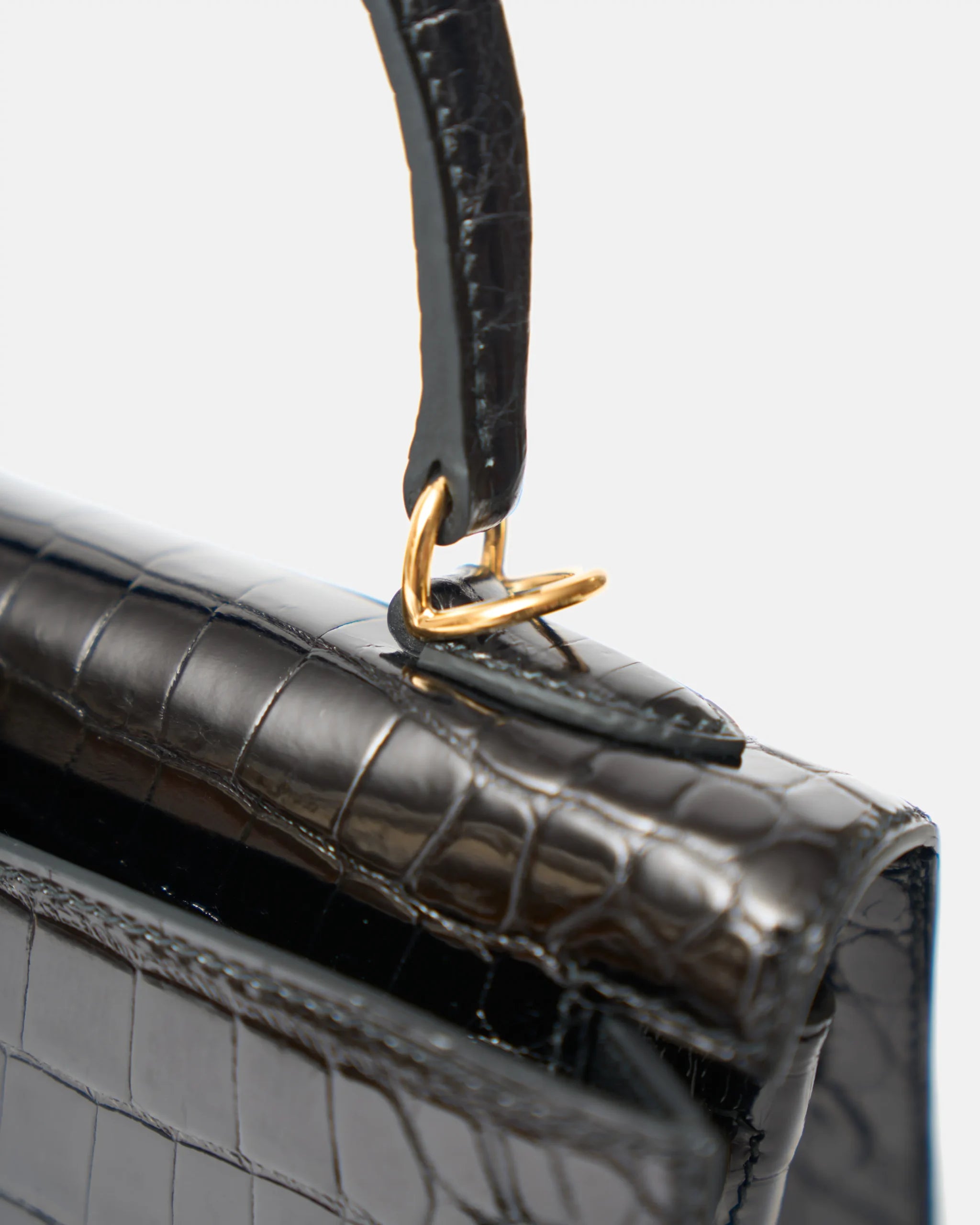Hermès Kelly 25 Black Shiny Crocodile GHW