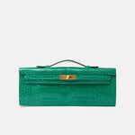 Hermès Kelly Cut Emerald Green Croc Matte Cut GHW