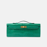 Hermès Kelly Cut Emerald Green Croc Matte Cut GHW