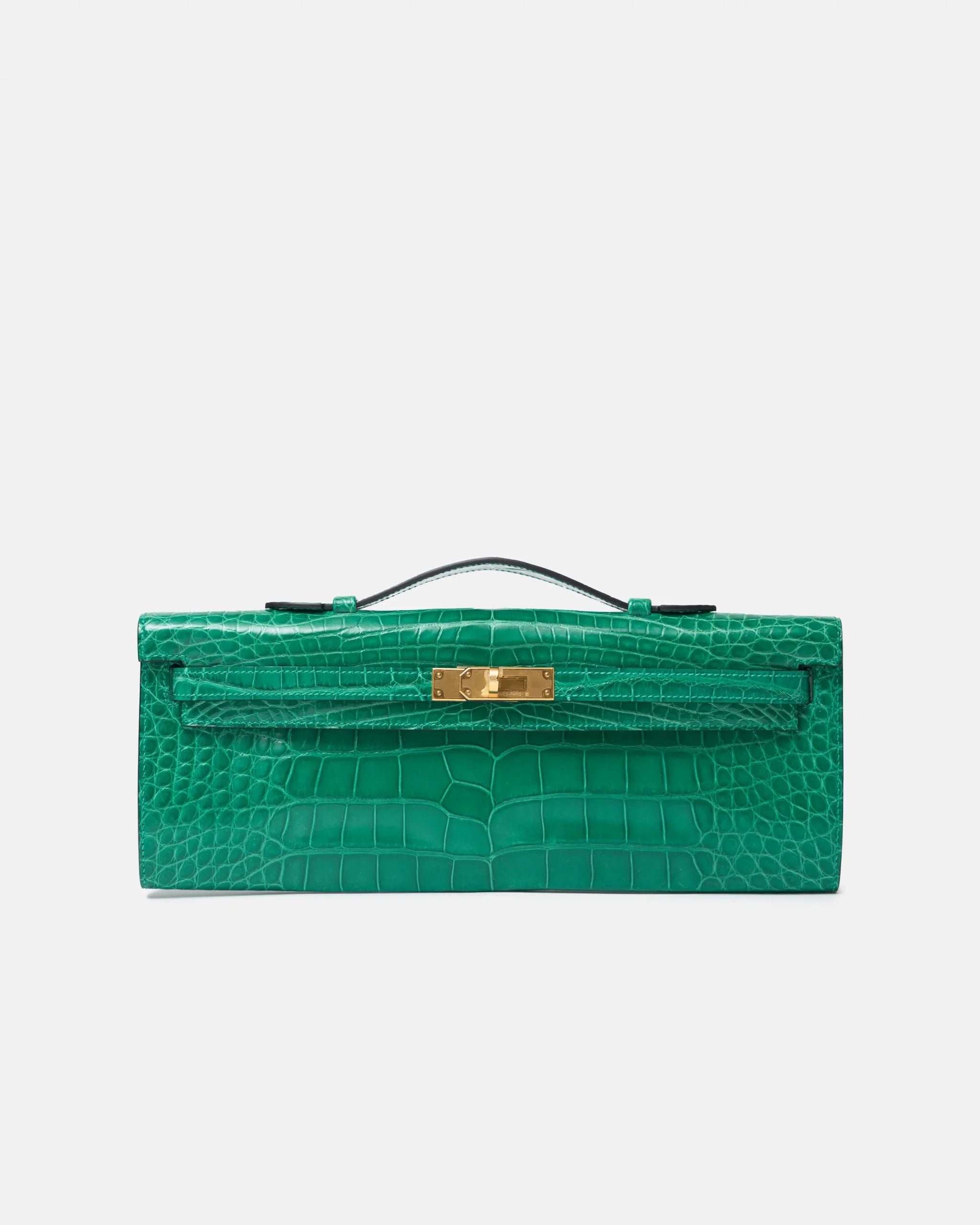 Hermès Kelly Cut Emerald Green Croc Matte Cut GHW