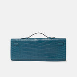 Hermès Bleu Colbert Kelly Cut Croc GHW