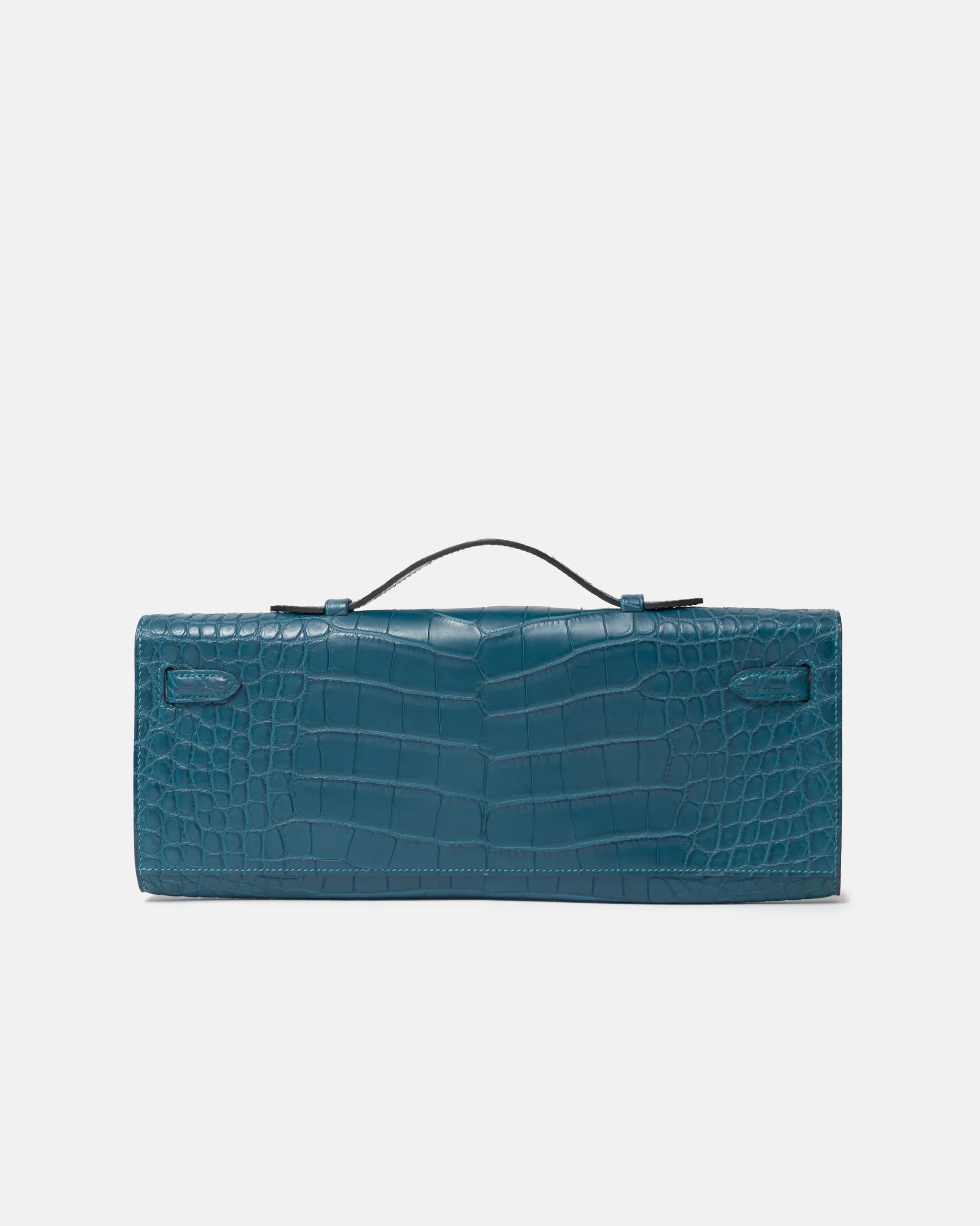 Hermès Bleu Colbert Kelly Cut Croc GHW