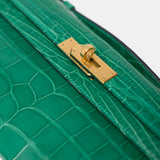 Hermès Kelly 31 Emerald Green Croc Kelly Cut Phw