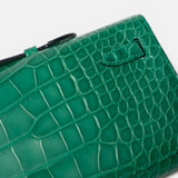Hermès Kelly 31 Emerald Green Croc Kelly Cut Phw