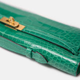 Hermès Kelly 31 Emerald Green Croc Kelly Cut Phw