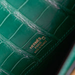 Hermès Kelly 31 Emerald Green Croc Kelly Cut Phw