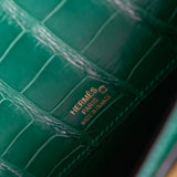 Hermès Kelly 31 Emerald Green Croc Kelly Cut Phw
