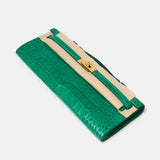 Hermès Kelly 31 Emerald Green Croc Kelly Cut Phw