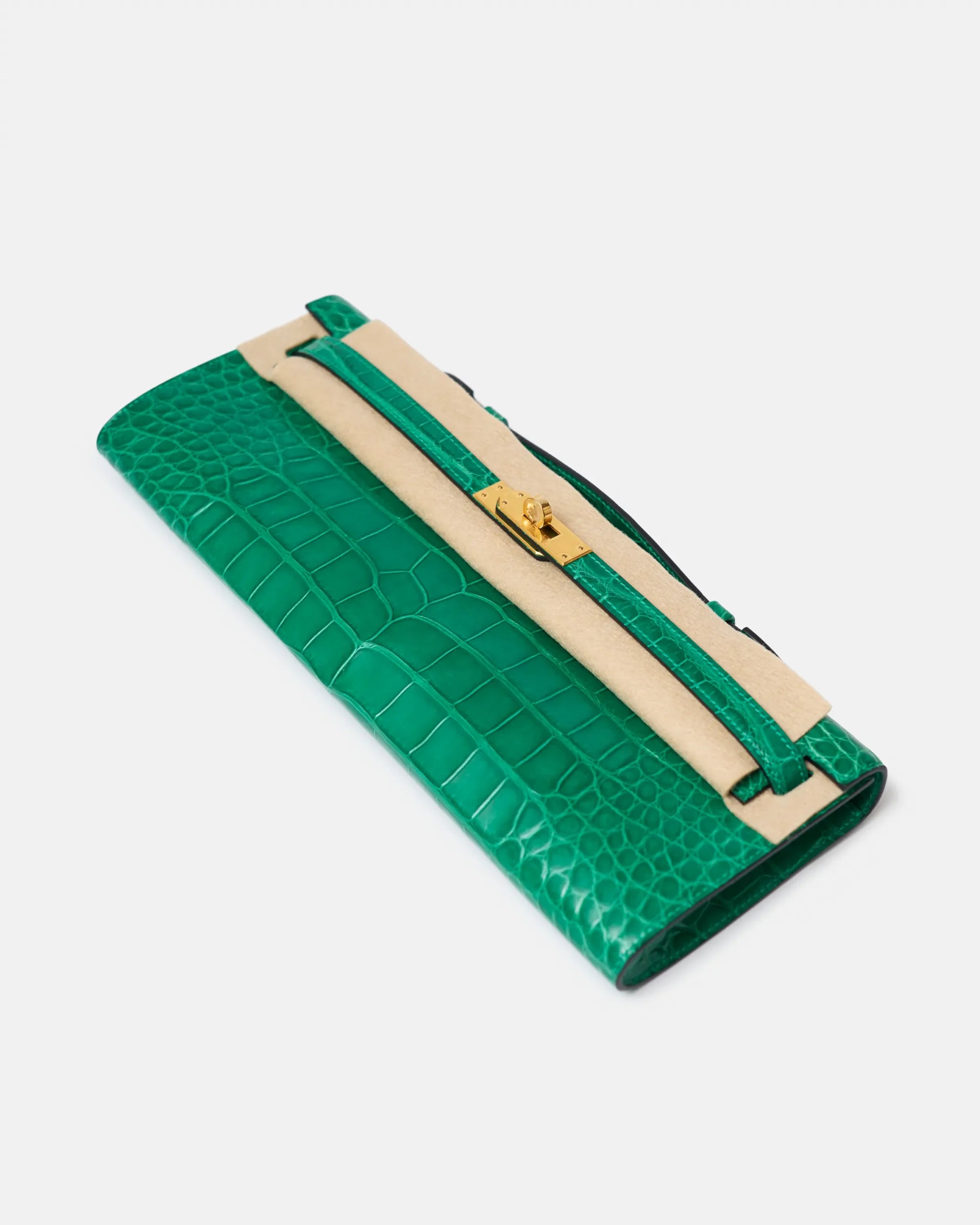 Hermès Kelly 31 Emerald Green Croc Kelly Cut Phw