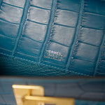Hermès Bleu Colbert Kelly Cut Croc GHW