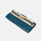 Hermès Bleu Colbert Kelly Cut Croc GHW