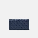 Chanel Boy Long Flap Wallet Blue Caviar Gold Hardware