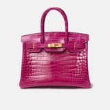 Hermès Birkin 30 Rose Scheherezade Shiny Crocodile GHW