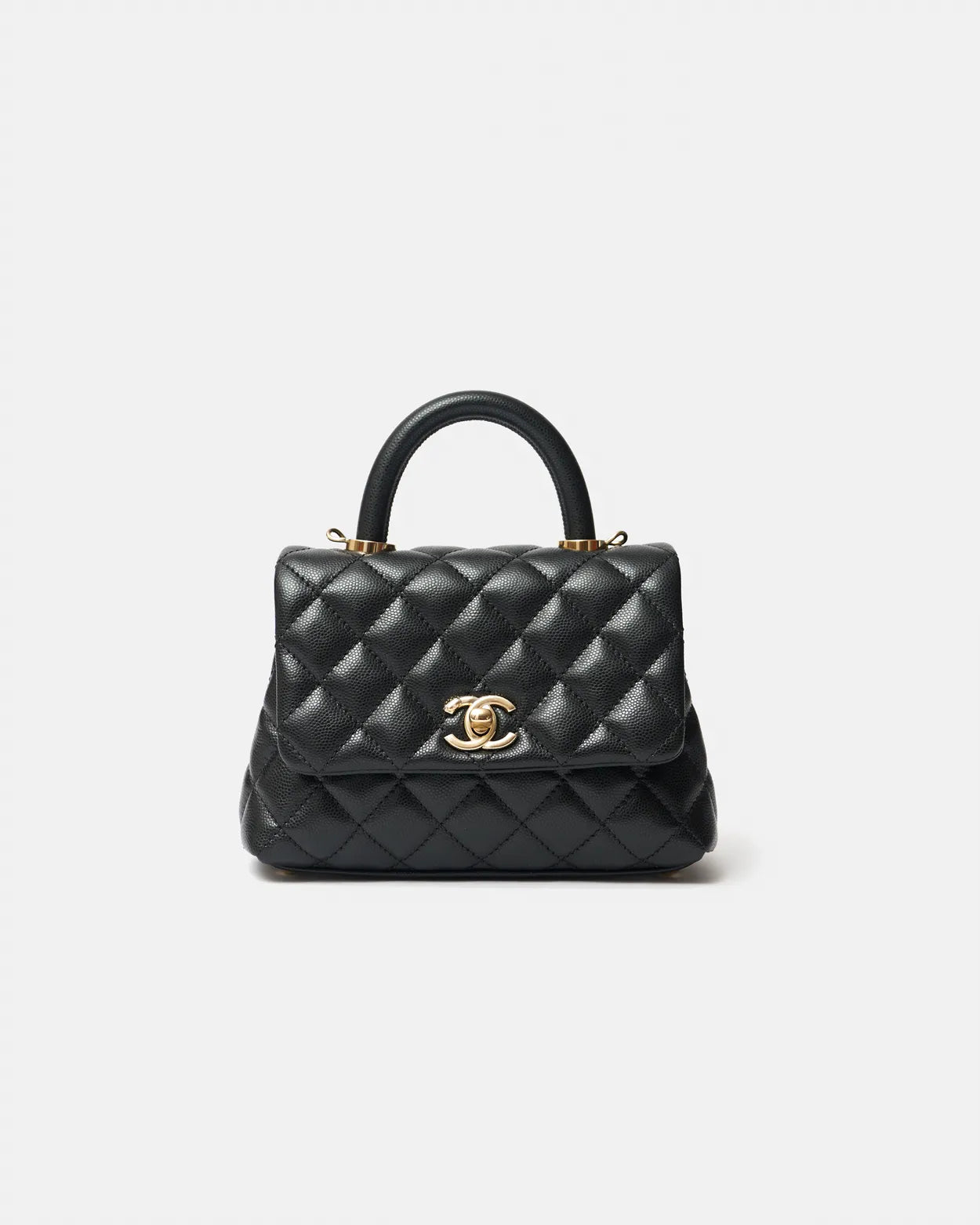 Chanel Coco Handle Mini Black Caviar Gold-Tone Metal