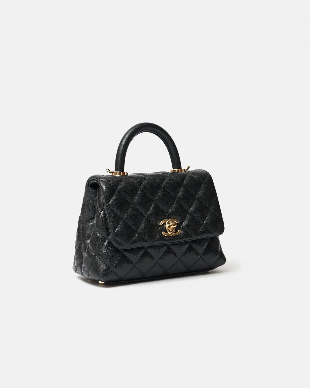 Chanel Coco Handle Mini Black Caviar Gold-Tone Metal