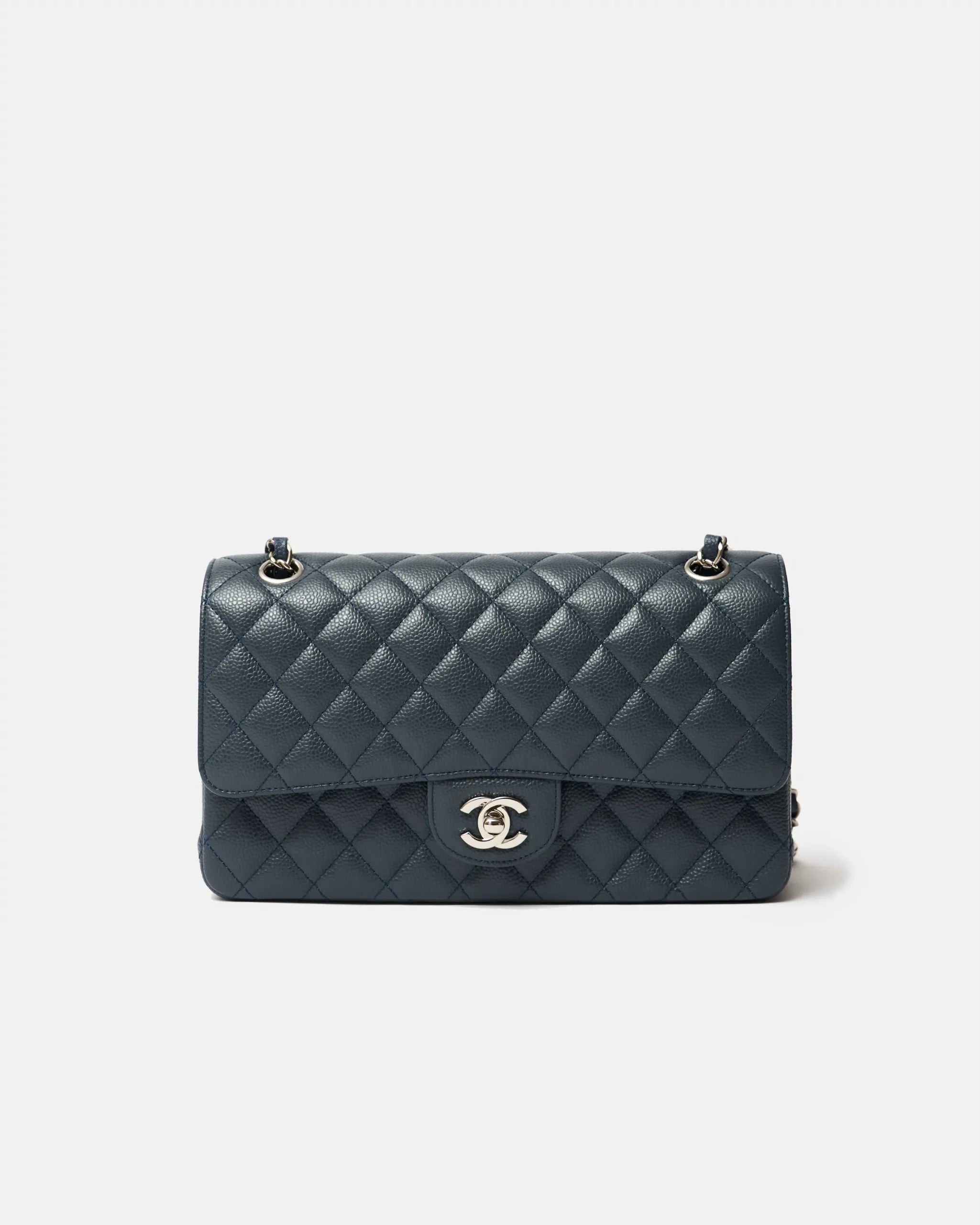 Chanel Classic Double Flap Medium Dark Grey Caviar PHW
