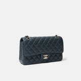 Chanel Classic Double Flap Medium Dark Grey Caviar Silver-Tone Metal