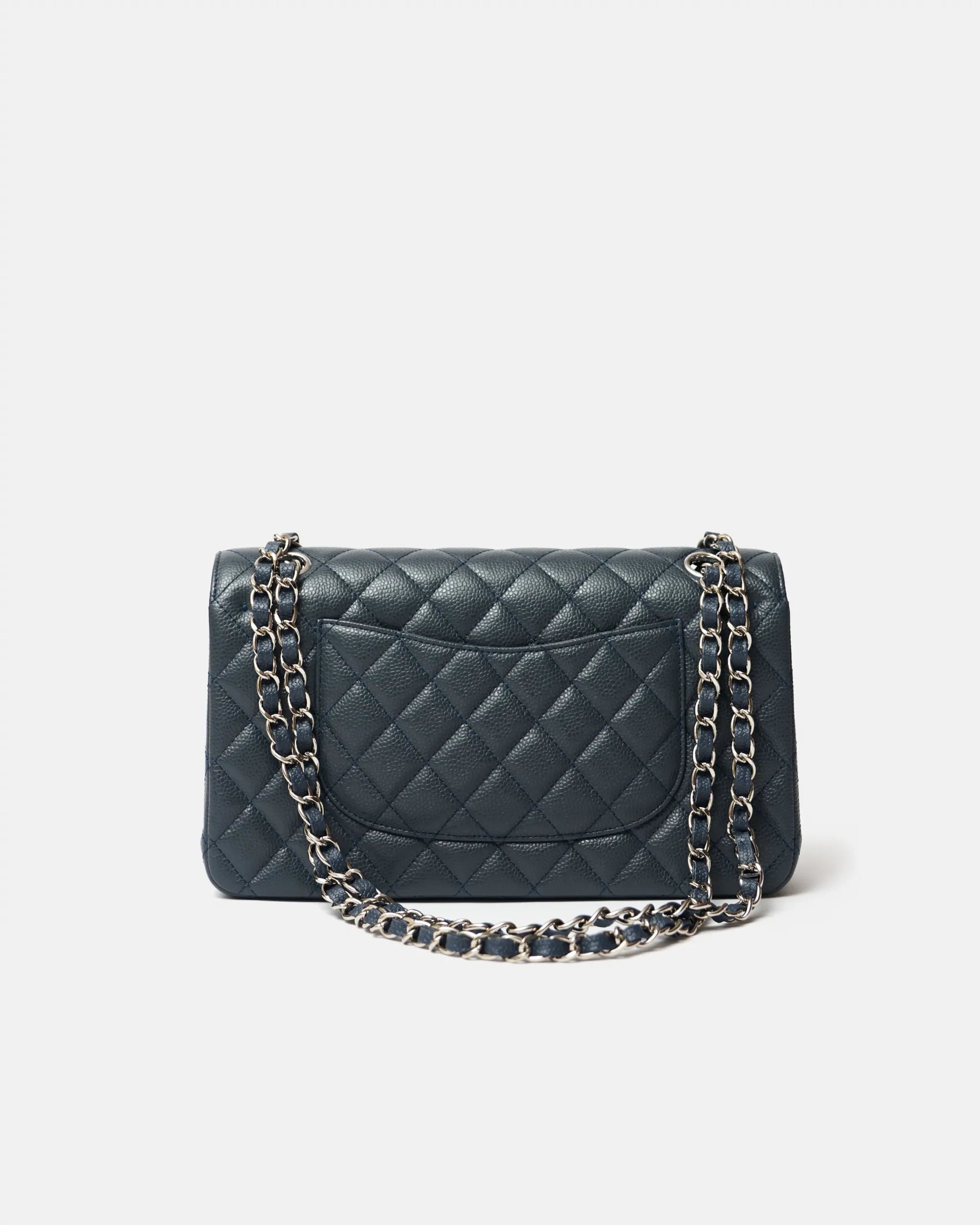 Chanel Classic Double Flap Medium Dark Grey Caviar Silver-Tone Metal