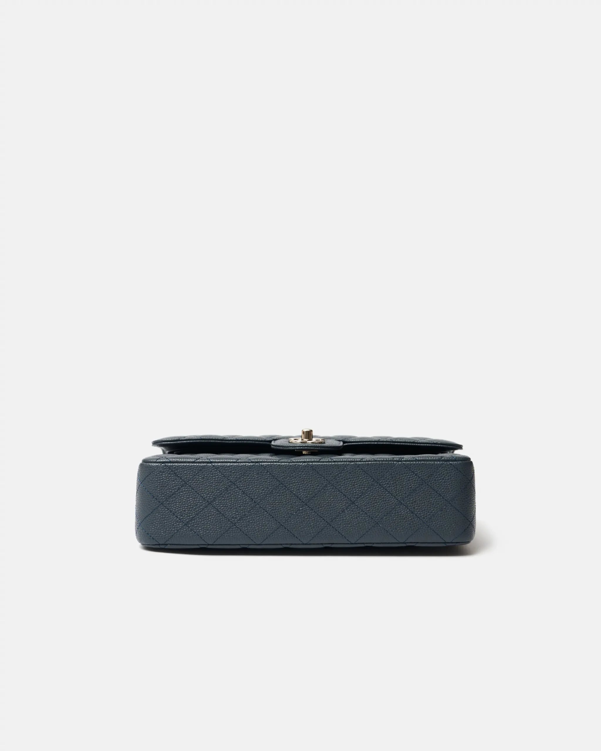 Chanel Classic Double Flap Medium Dark Grey Caviar Silver-Tone Metal
