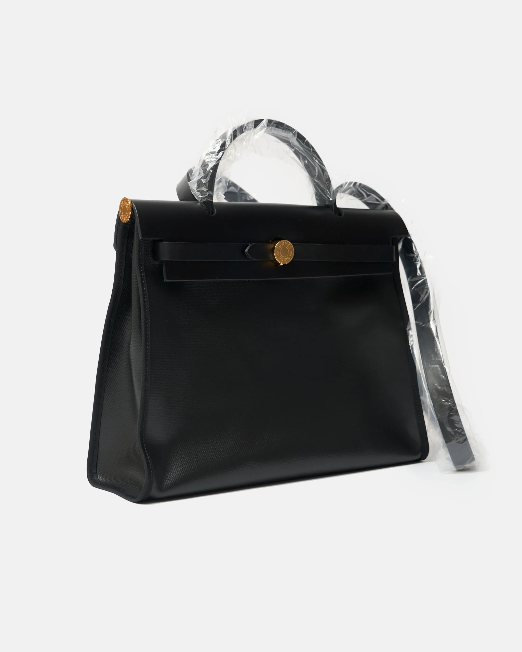 Hermès Herbag 31Black Toile H Berline Vache Hunter GHW