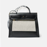 Hermès Herbag 31Black Toile H Berline Vache Hunter GHW