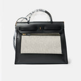 Hermès Herbag 31Black Toile H Berline Vache Hunter GHW
