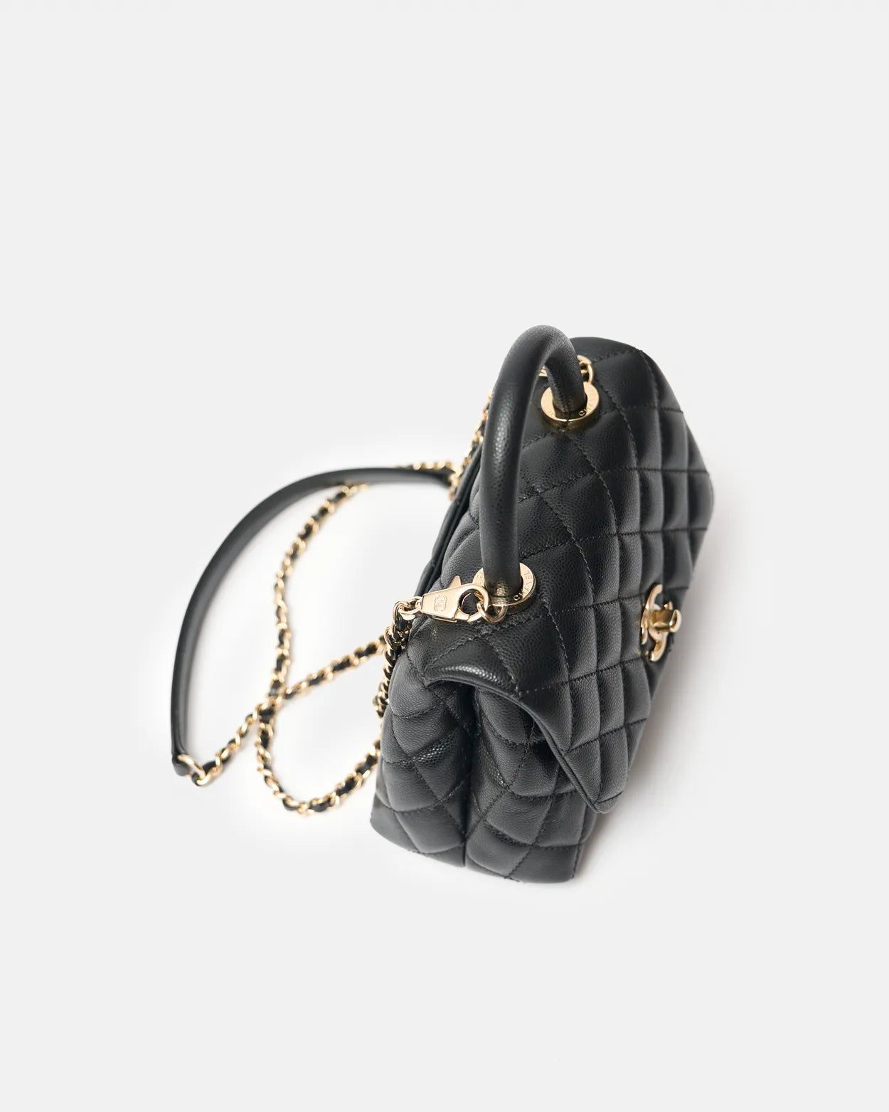 Chanel Coco Handle Mini Black Caviar Gold-Tone Metal