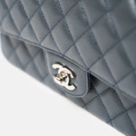 Chanel Classic Double Flap Medium Dark Grey Caviar Silver-Tone Metal