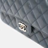 Chanel Classic Double Flap Medium Dark Grey Caviar Silver-Tone Metal