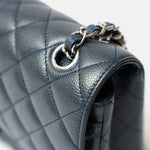 Chanel Classic Double Flap Medium Dark Grey Caviar Silver-Tone Metal