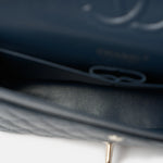 Chanel Classic Double Flap Medium Dark Grey Caviar Silver-Tone Metal
