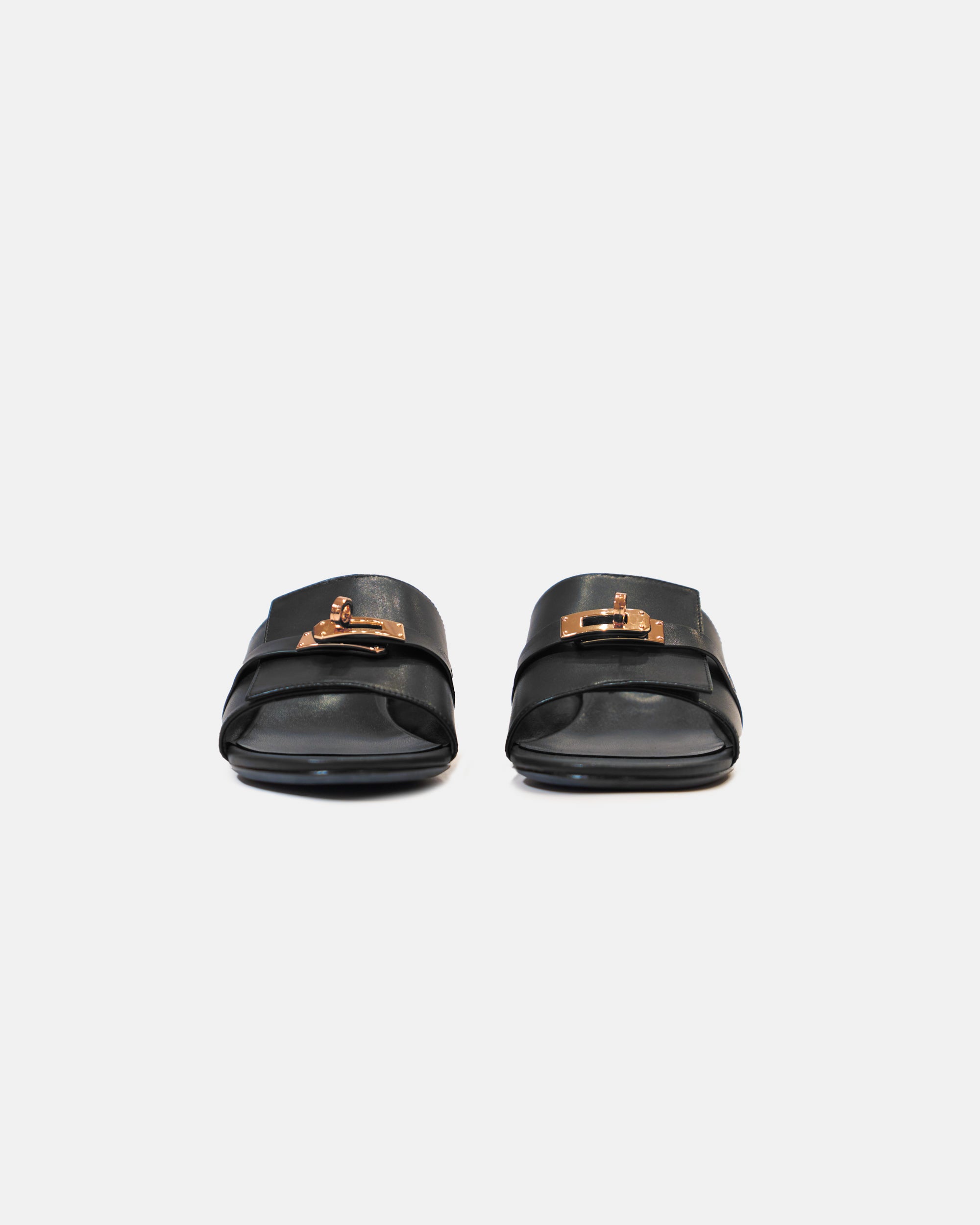 Hermès Candy Black Goatskin Ghw Sandals