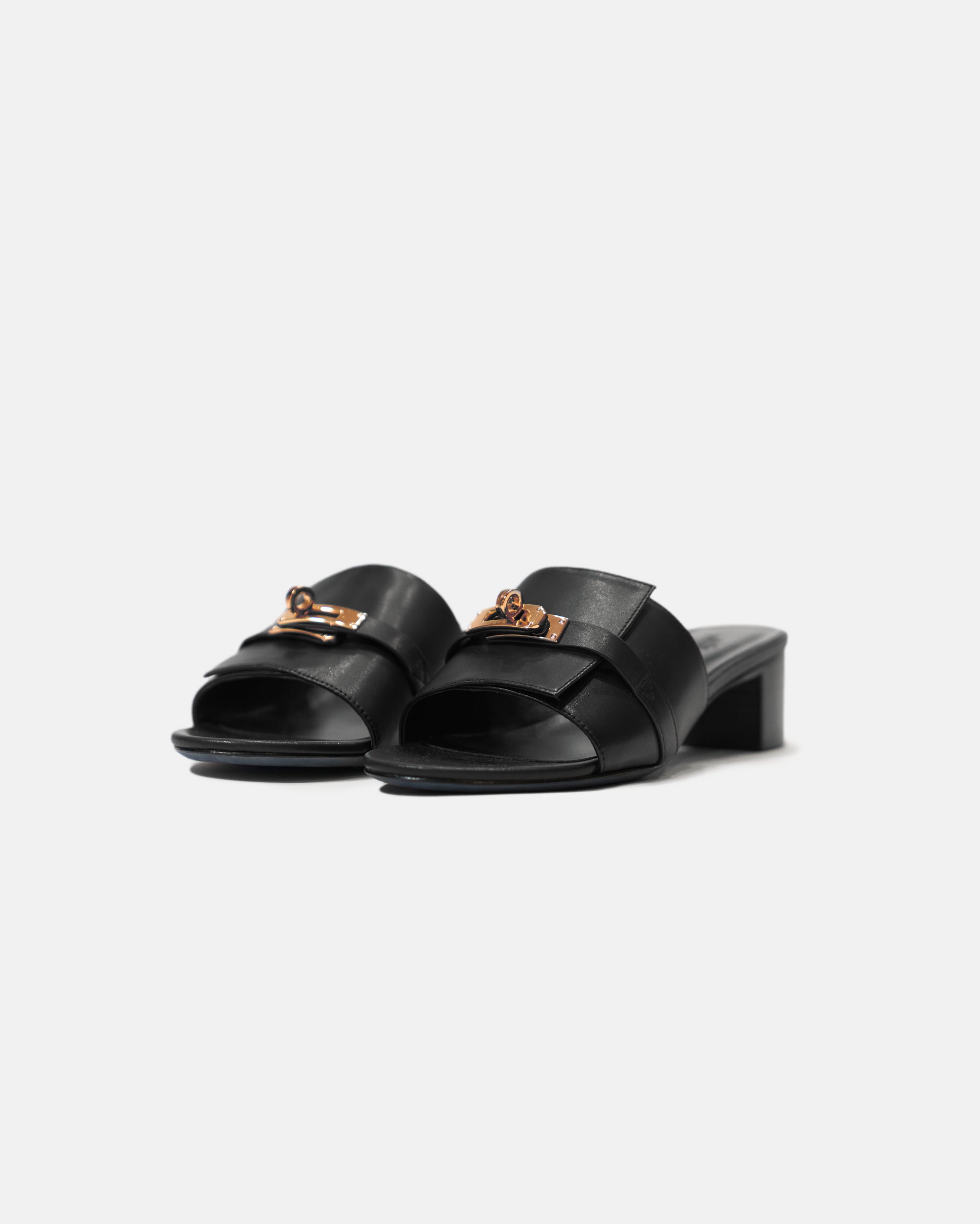 Hermès Candy Black Goatskin Ghw Sandals