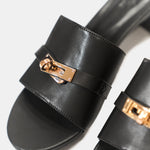 Hermès Candy Black Goatskin Ghw Sandals