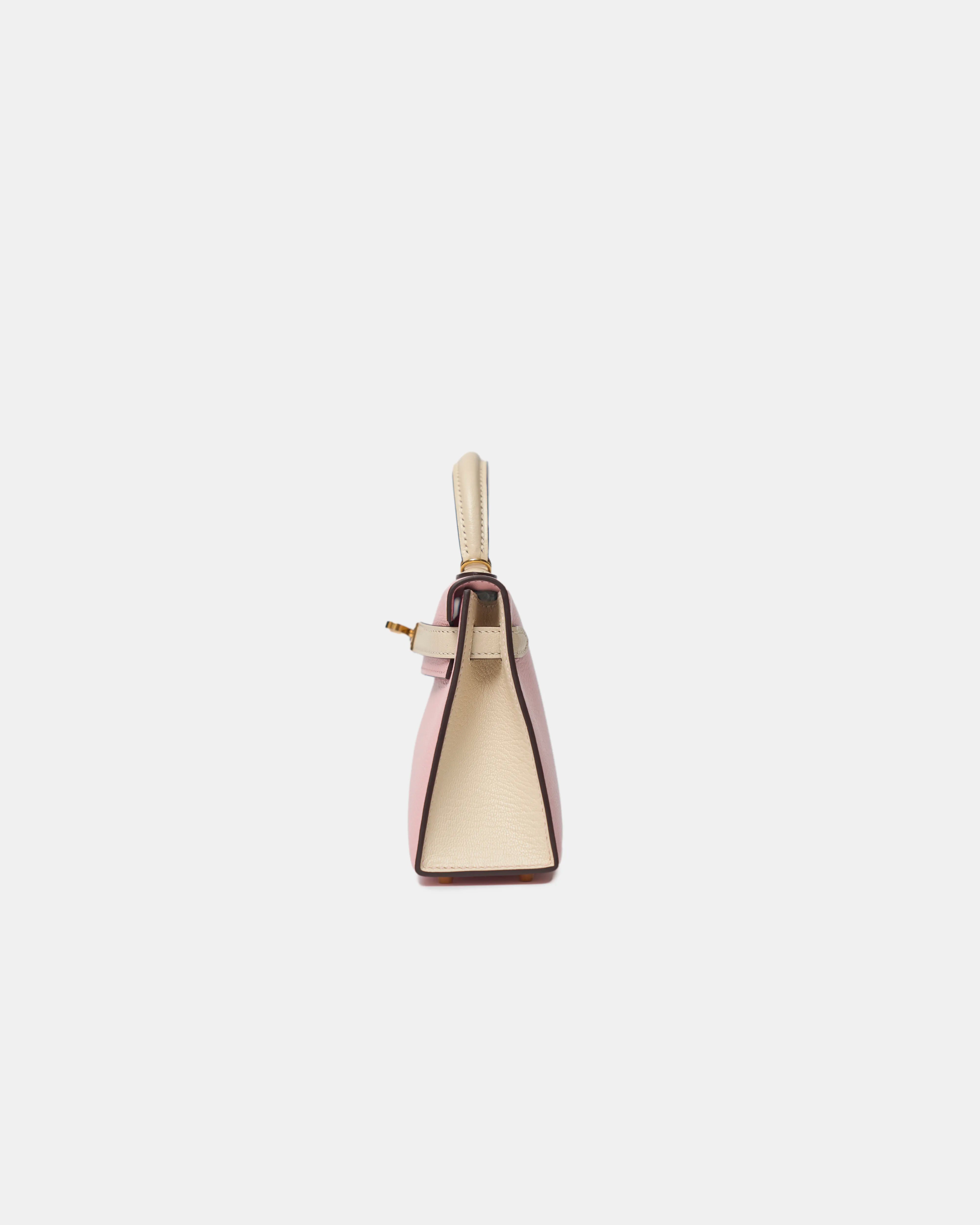 Hermès Mini Kelly Chevre Rose Sakura / Nata GHW