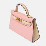 Hermès Mini Kelly Chevre Rose Sakura / Nata GHW