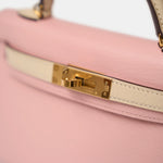 Hermès Mini Kelly Chevre Rose Sakura / Nata GHW