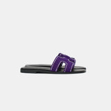 Hermès Oran Violet Majorette Suede Strass Sandals