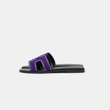 Hermès Oran Violet Majorette Suede Strass Sandals