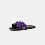 Hermès Oran Violet Majorette Suede Strass Sandals