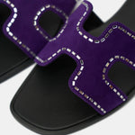 Hermès Oran Violet Majorette Suede Strass Sandals
