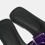 Hermès Oran Violet Majorette Suede Strass Sandals