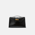 Hermès Kelly Pochette Black Shiny Alligator GHW
