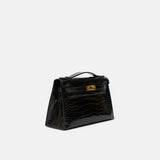 Hermès Kelly Pochette Black Shiny Alligator GHW