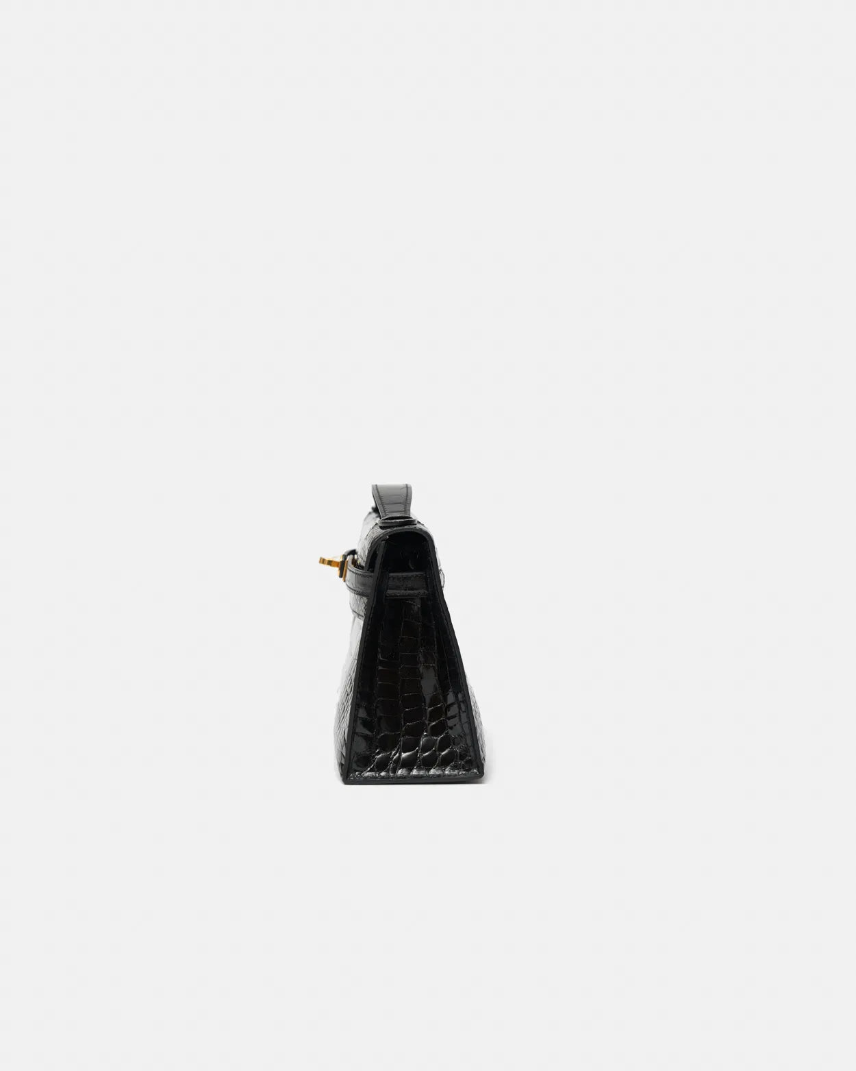 Hermès Kelly Pochette Black Shiny Alligator GHW