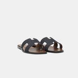 Hermès Oran Bleu Brut Denim Sandals