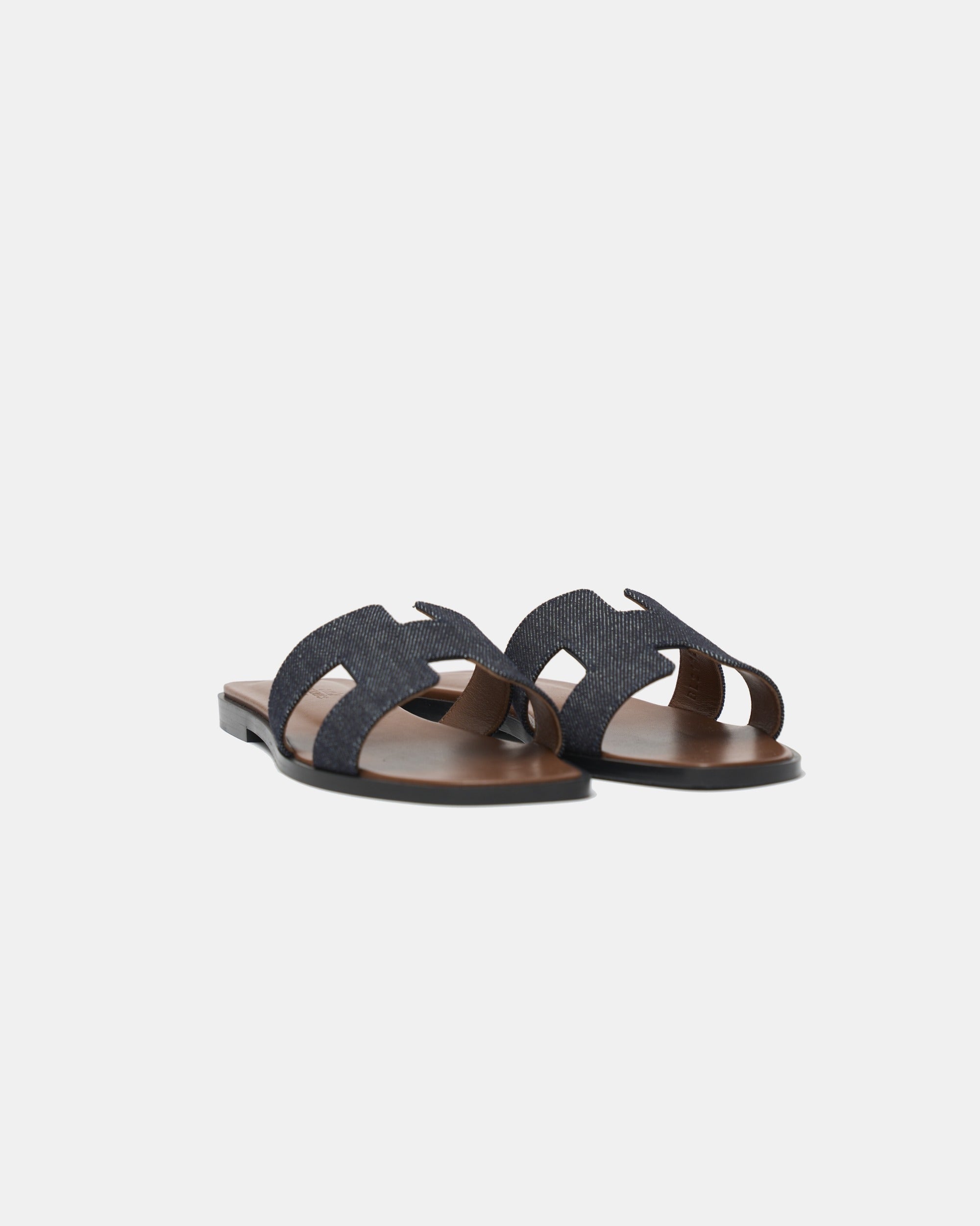 Hermès Oran Bleu Brut Denim Sandals