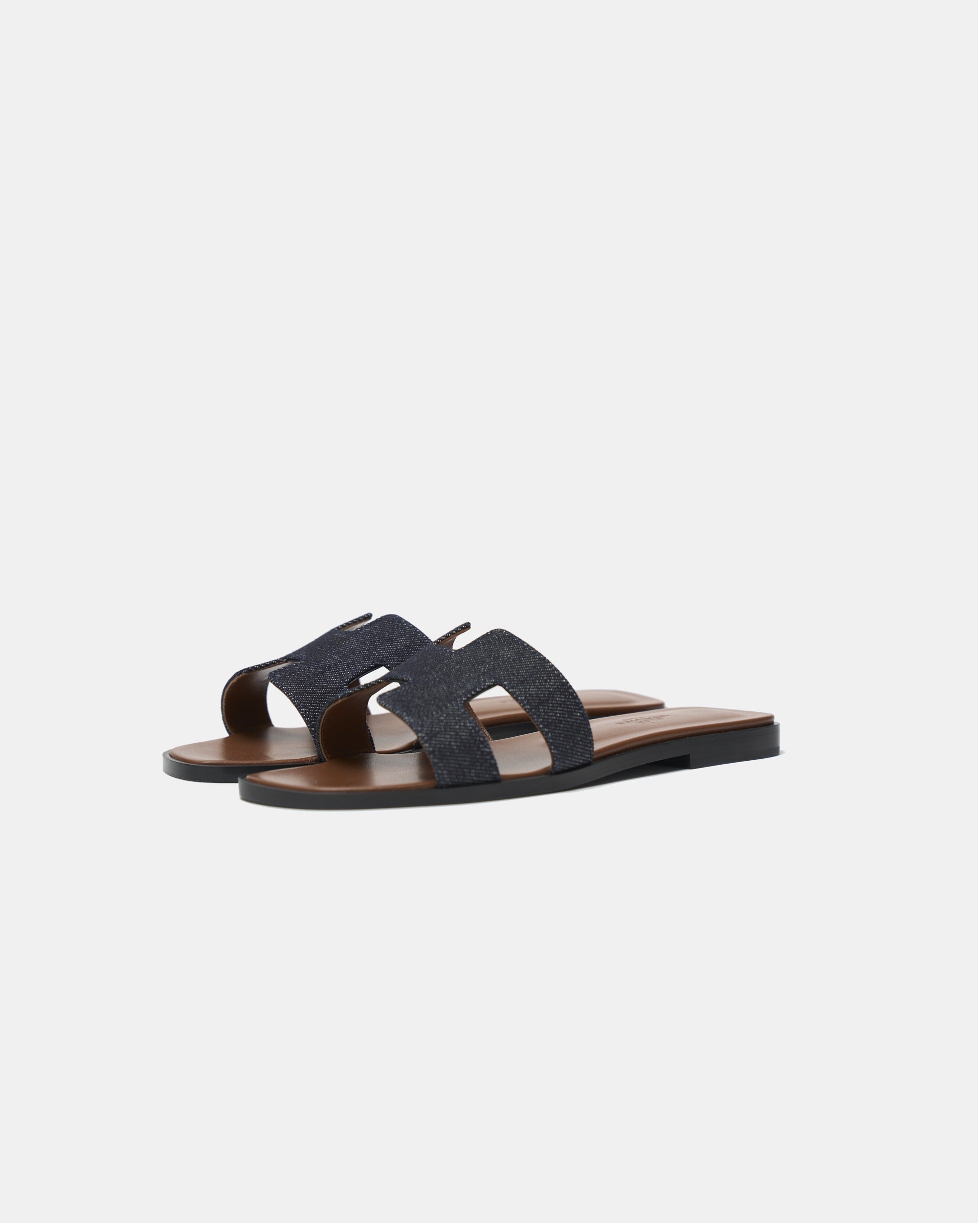 Hermès Oran Bleu Brut Denim Sandals